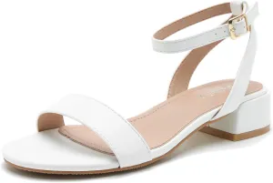 Women's Open Toe Ankle Strap Low Block Chunky Heels Sandals Party Dress Summer Shoes