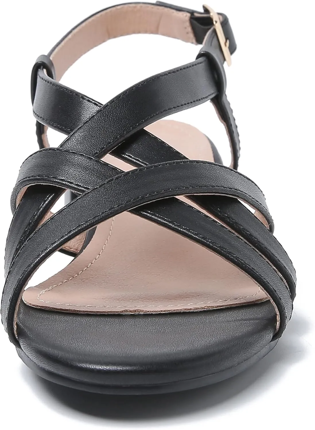 Women's Open Toe Cross Straps Low Block Chunky Heels Slingback Sandals Party Dress Summer Shoes