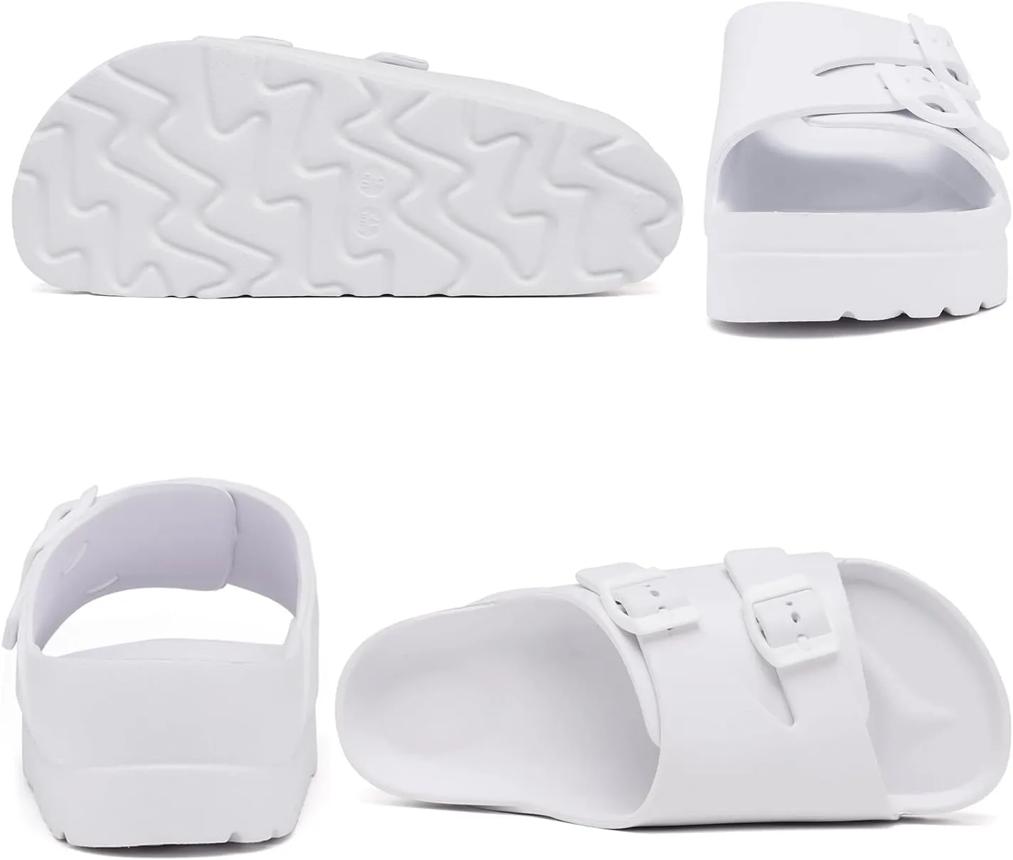 Womens Platform Sandals with Arch Support, Adjustable Buckle Beach Sandal Woman Comfort Lightweight Ultra Cushion EVA Slides
