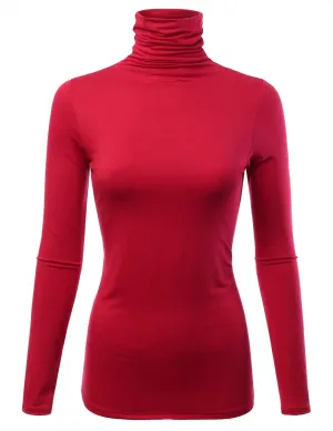 Womens Premium Long Sleeve Turtleneck Lightweight Pullover Top Sweater (S-3X, Made in USA)