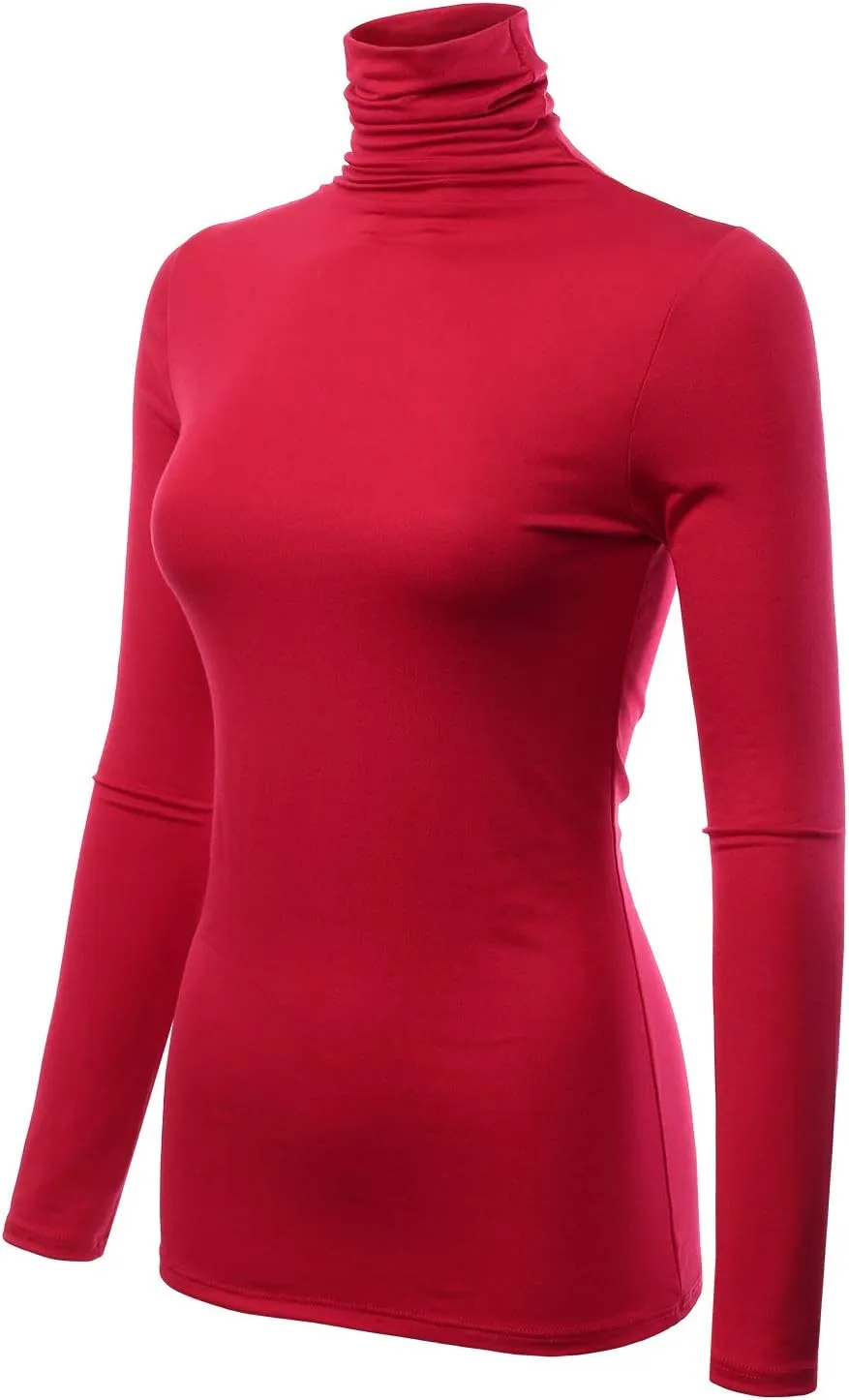 Womens Premium Long Sleeve Turtleneck Lightweight Pullover Top Sweater (S-3X, Made in USA)