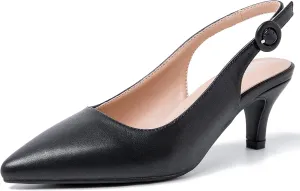 Women's Slingback Low Kitten Heels Closed Toe Pumps Work Dressy Shoes