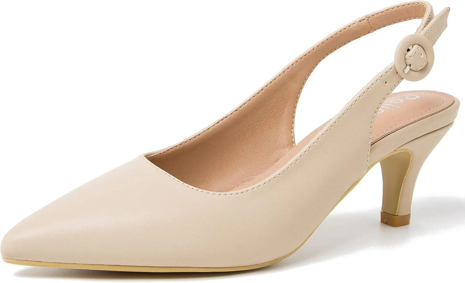 Women's Slingback Low Kitten Heels Closed Toe Pumps Work Dressy Shoes