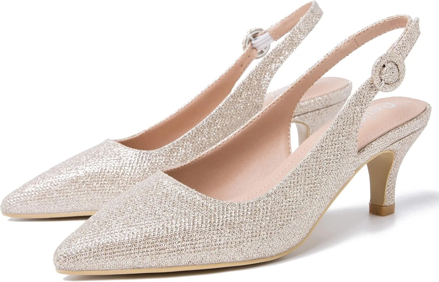 Women's Slingback Low Kitten Heels Closed Toe Pumps Work Dressy Shoes