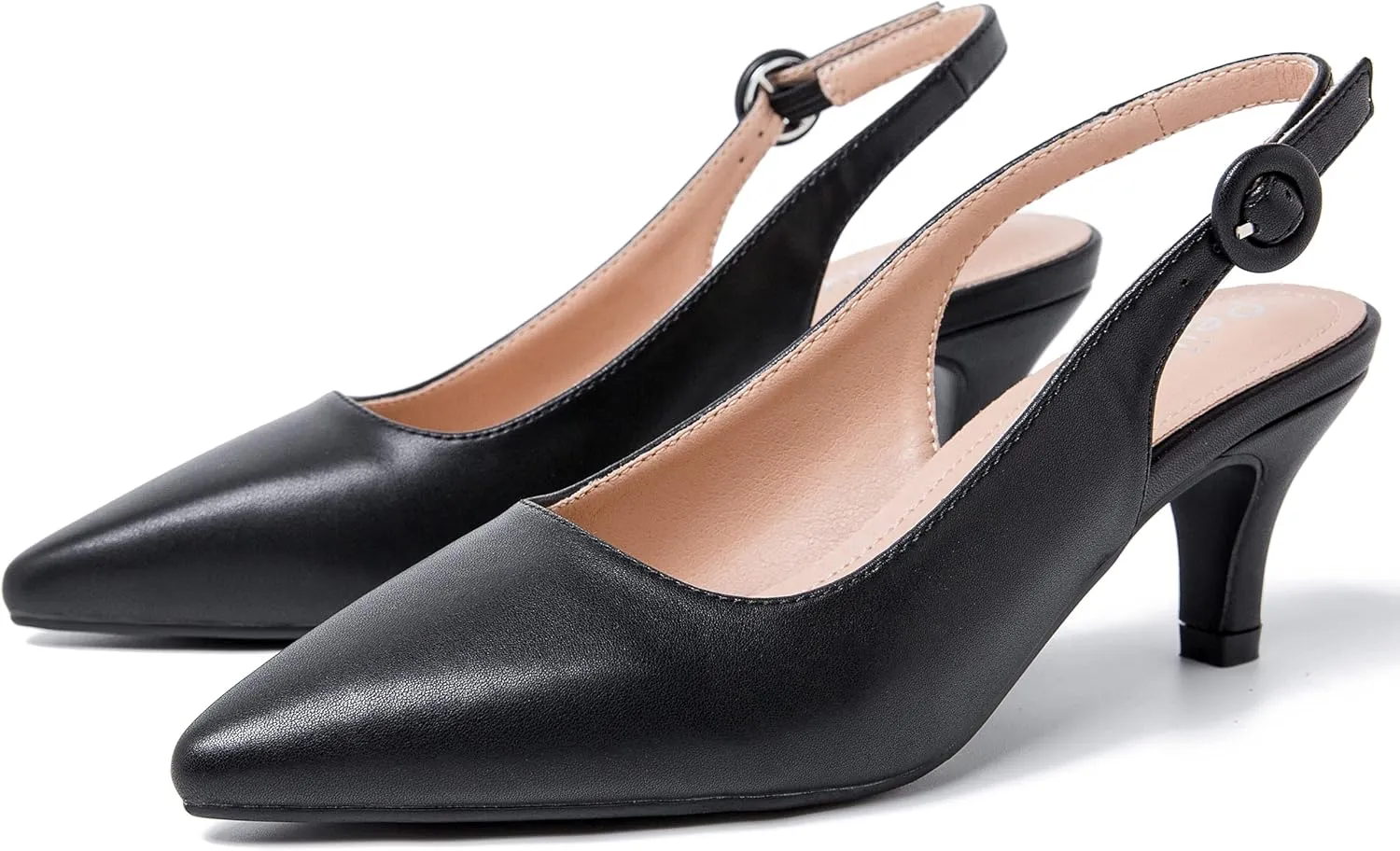 Women's Slingback Low Kitten Heels Closed Toe Pumps Work Dressy Shoes