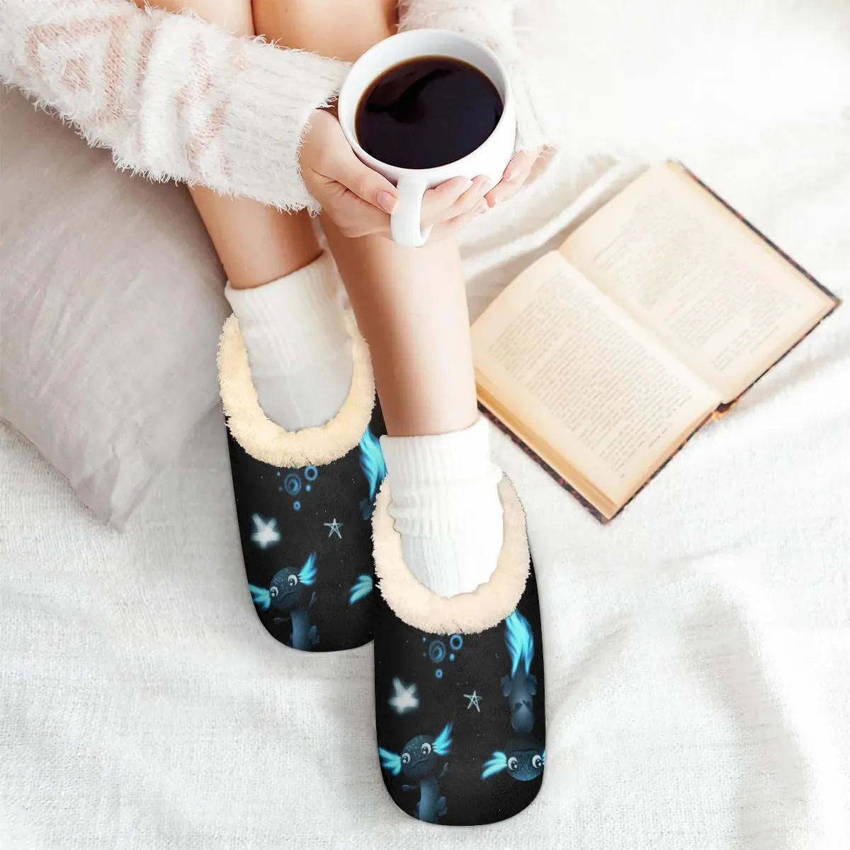 Women's Slippers Comfy Warm House Slippers for Women Men, Fuzzy Slip-on Plush Ladies Slippers Socks for Winter Bedroom Indoor and Outdoor