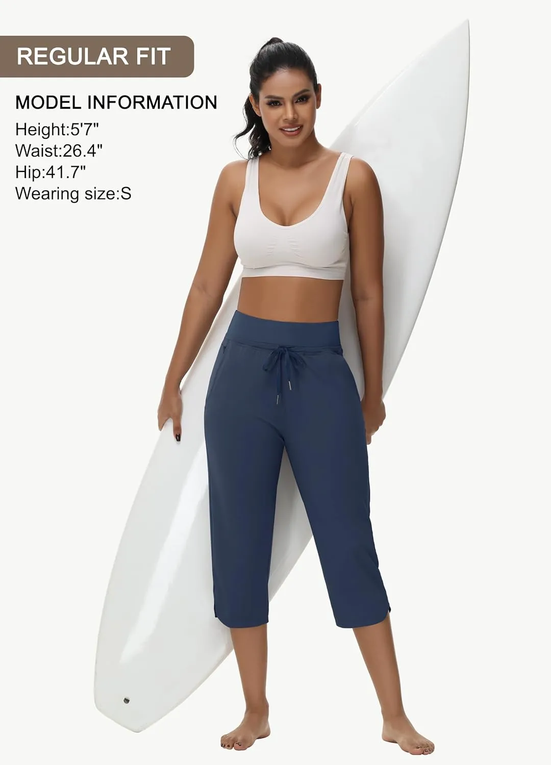 Women's Swim Capris Long Shorts Quick Dry UPF 50  Lightweight 2025 Swimming Pants with Zipper Pockets