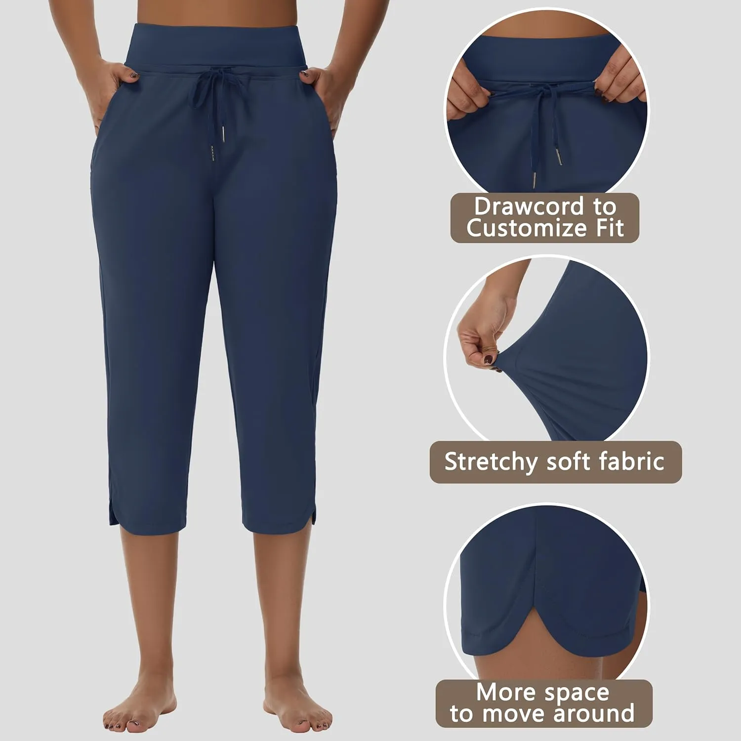 Women's Swim Capris Long Shorts Quick Dry UPF 50  Lightweight 2025 Swimming Pants with Zipper Pockets