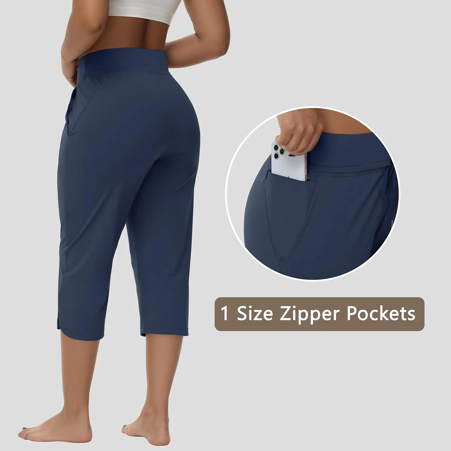 Women's Swim Capris Long Shorts Quick Dry UPF 50  Lightweight 2025 Swimming Pants with Zipper Pockets