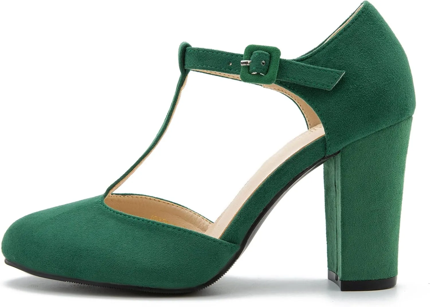 Women's T-Strap Block Chunky Heel Mary Jane Pumps Cut Out Wedding Dress Shoes