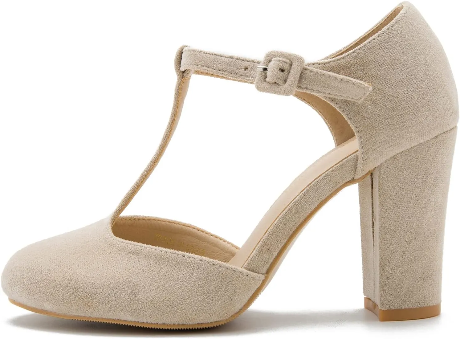 Women's T-Strap Block Chunky Heel Mary Jane Pumps Cut Out Wedding Dress Shoes