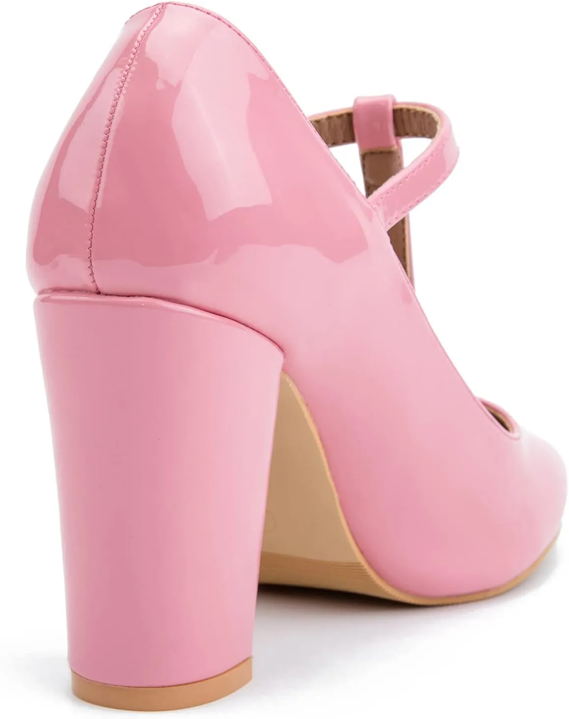 Women's T-Strap Mary Jane Pumps High Block Chunky Heel Wedding Dress Shoes
