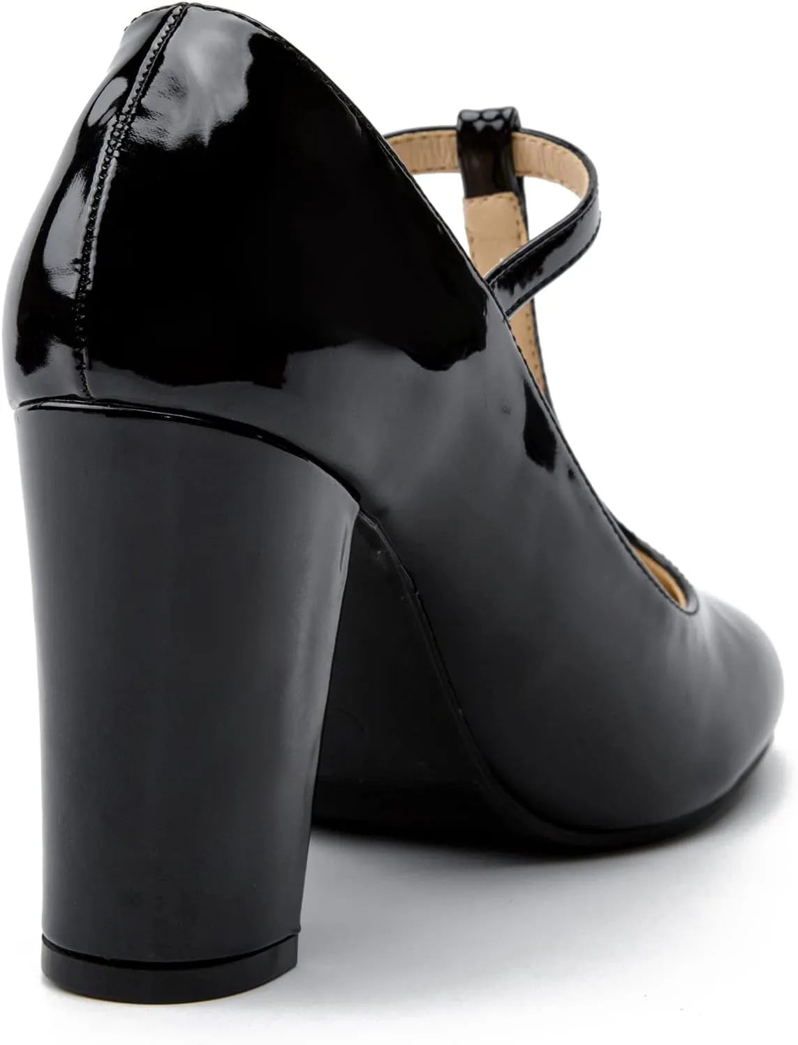 Women's T-Strap Mary Jane Pumps High Block Chunky Heel Wedding Dress Shoes