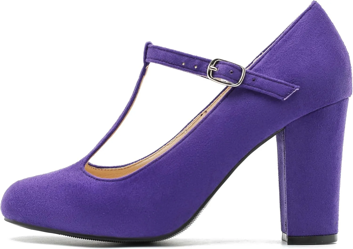 Women's T-Strap Mary Jane Pumps High Block Chunky Heel Wedding Dress Shoes
