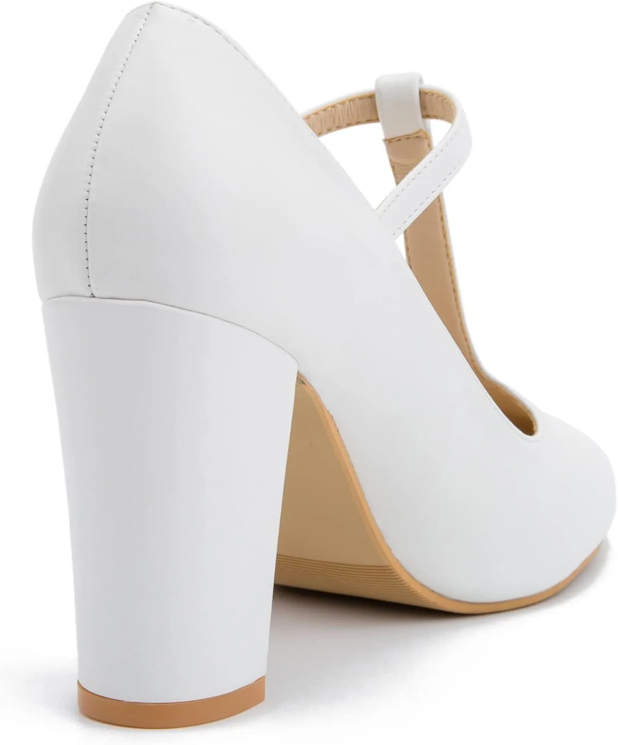 Women's T-Strap Mary Jane Pumps High Block Chunky Heel Wedding Dress Shoes