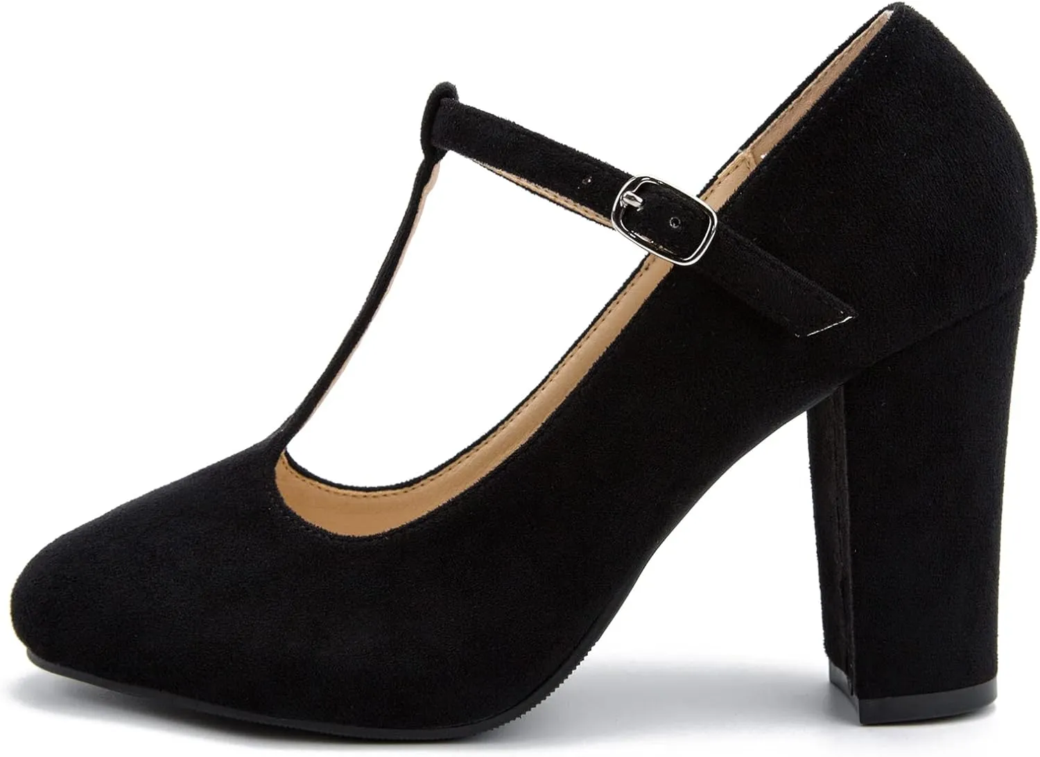Women's T-Strap Mary Jane Pumps High Block Chunky Heel Wedding Dress Shoes