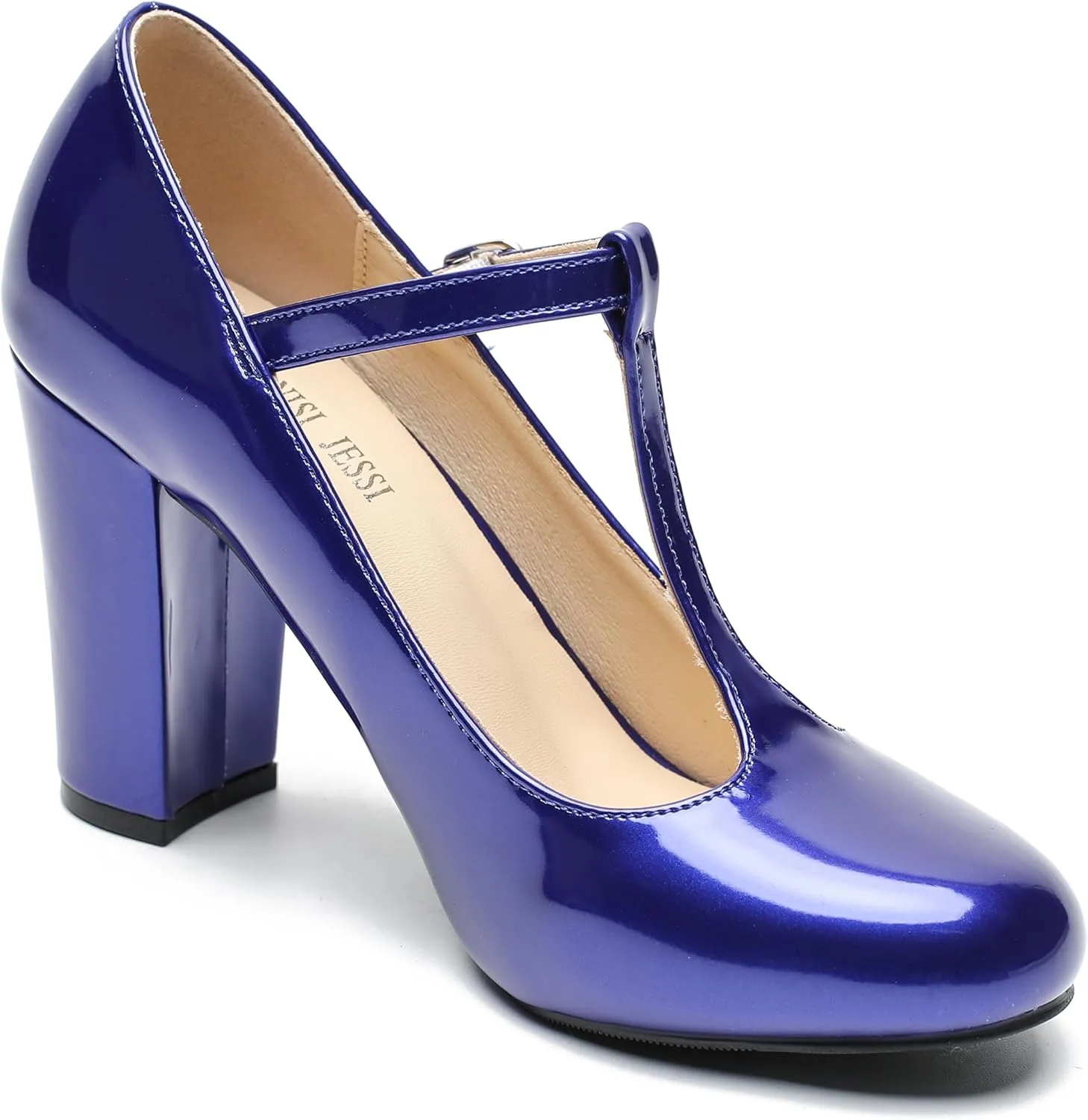 Women's T-Strap Mary Jane Pumps High Block Chunky Heel Wedding Dress Shoes