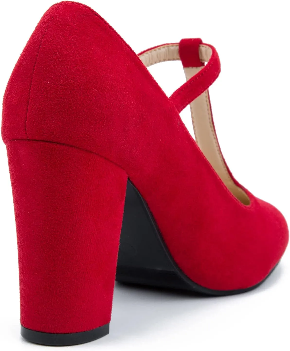Women's T-Strap Mary Jane Pumps High Block Chunky Heel Wedding Dress Shoes
