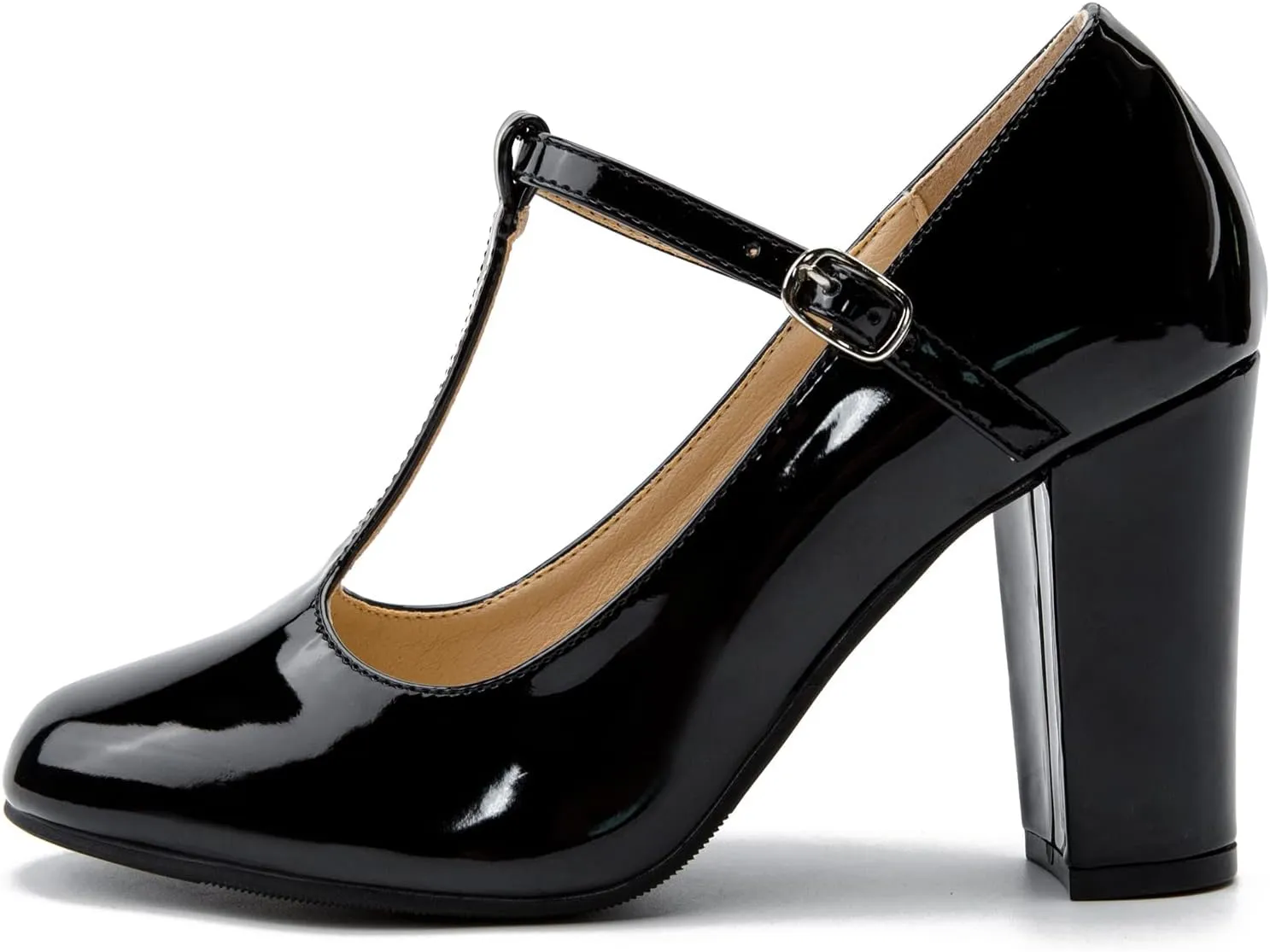 Women's T-Strap Mary Jane Pumps High Block Chunky Heel Wedding Dress Shoes