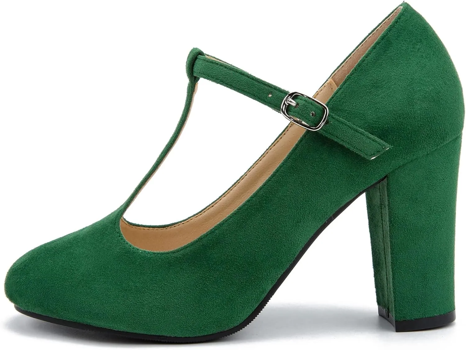 Women's T-Strap Mary Jane Pumps High Block Chunky Heel Wedding Dress Shoes