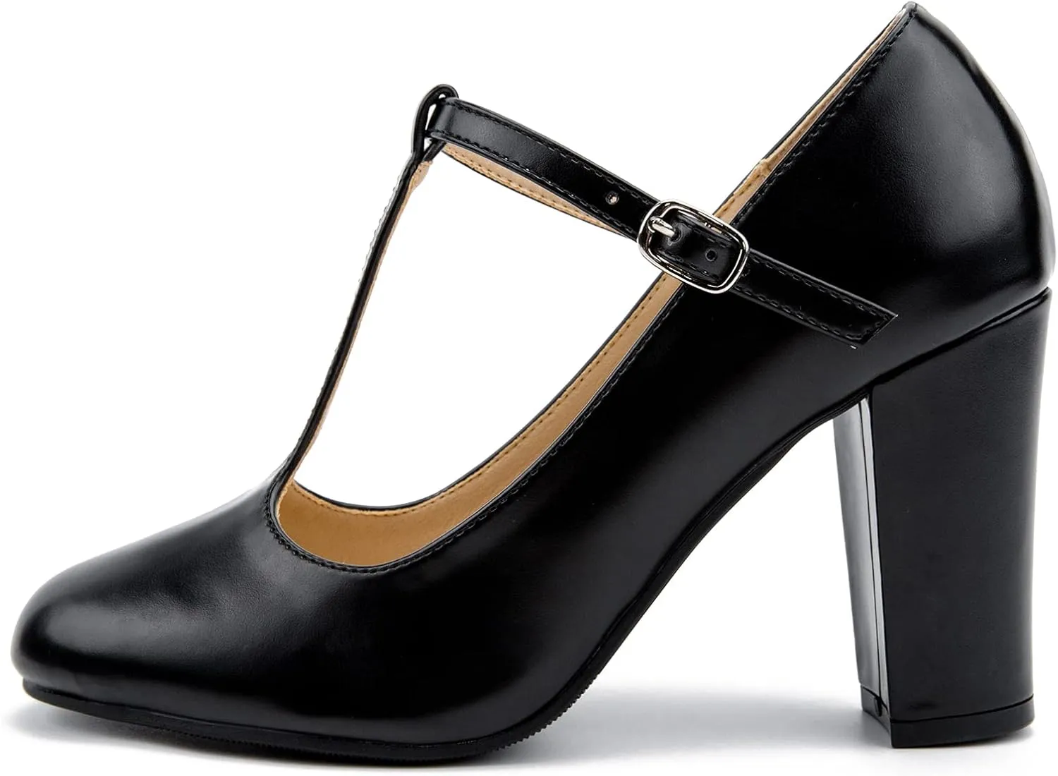 Women's T-Strap Mary Jane Pumps High Block Chunky Heel Wedding Dress Shoes