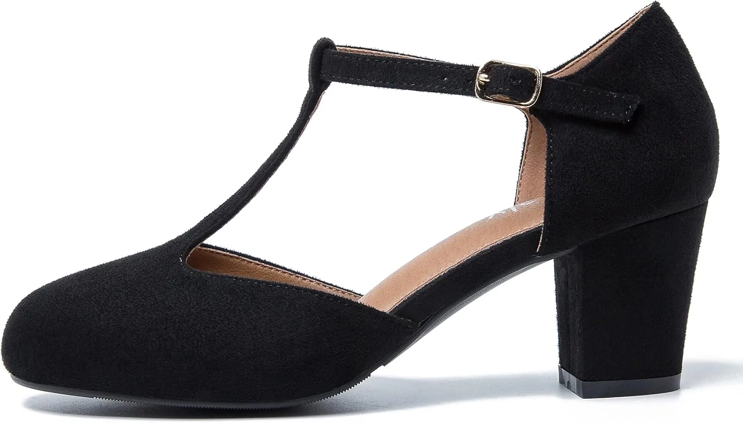 Womens T Strap Mary Jane Shoes Chunky Block Heel Ankle Strap Buckle Dress Pumps