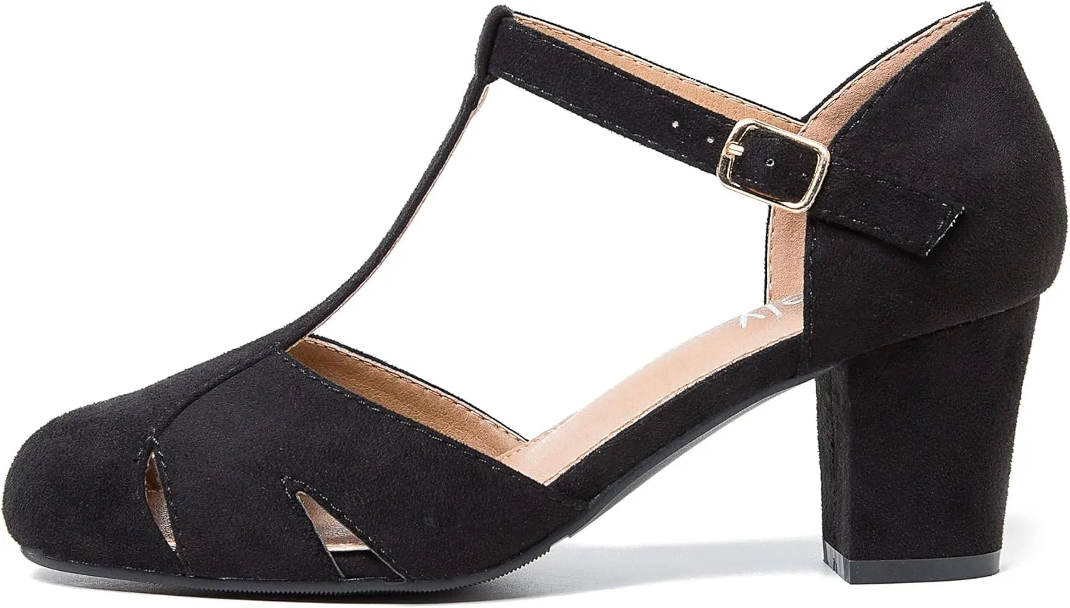 Womens T Strap Mary Jane Shoes Chunky Block Heel Cut Out Ankle Strap Buckle Dress Dance Pumps