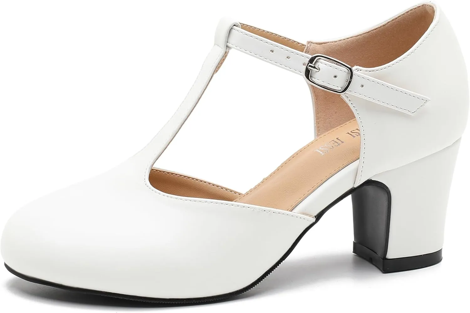 Women's T Strap Mary Jane Shoes Mid Block Chunky Heel Buckle Dress Pumps