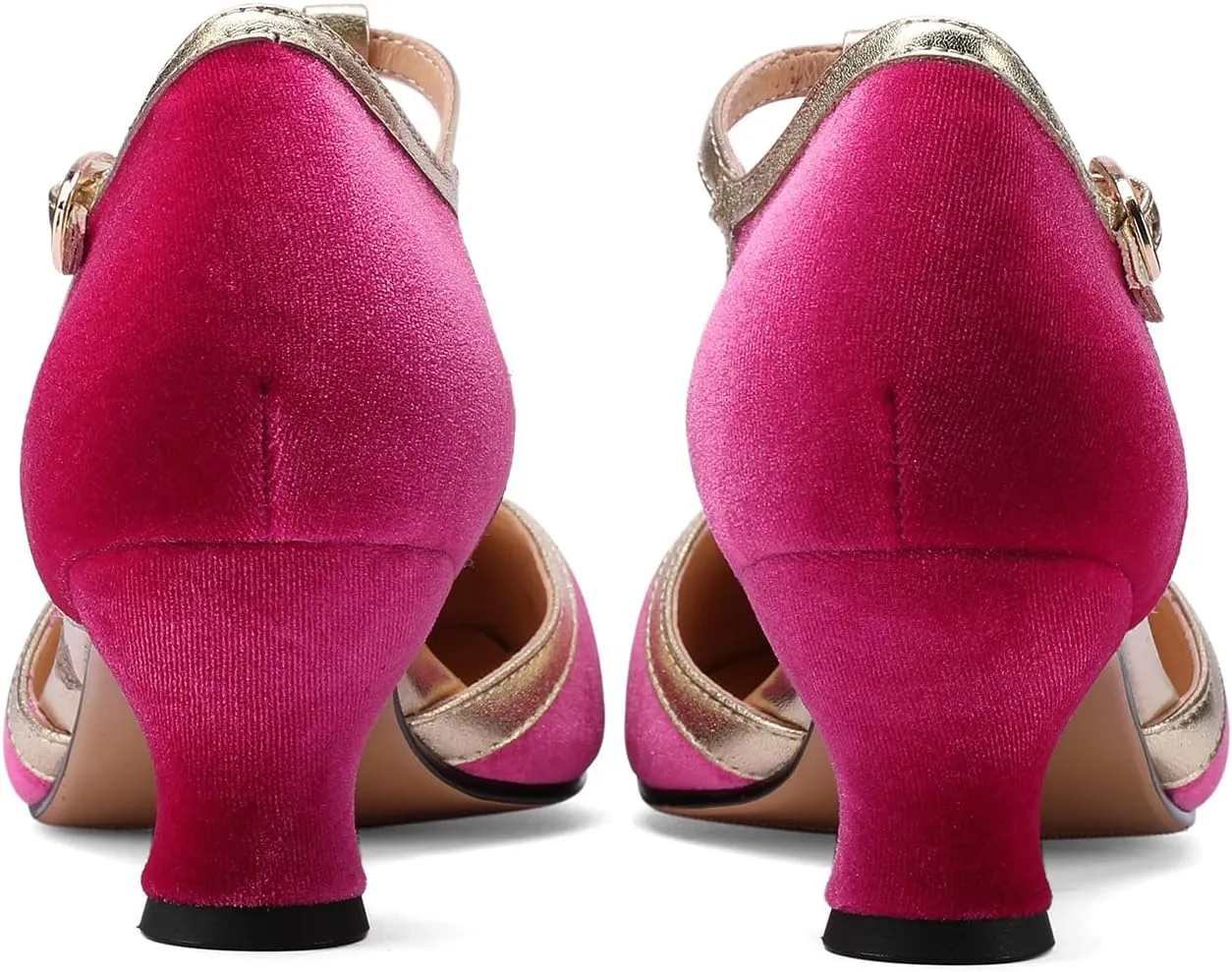 Women's Vintage T-Strap Low Pumps Comfortable Kitten Heel, Closed Toe