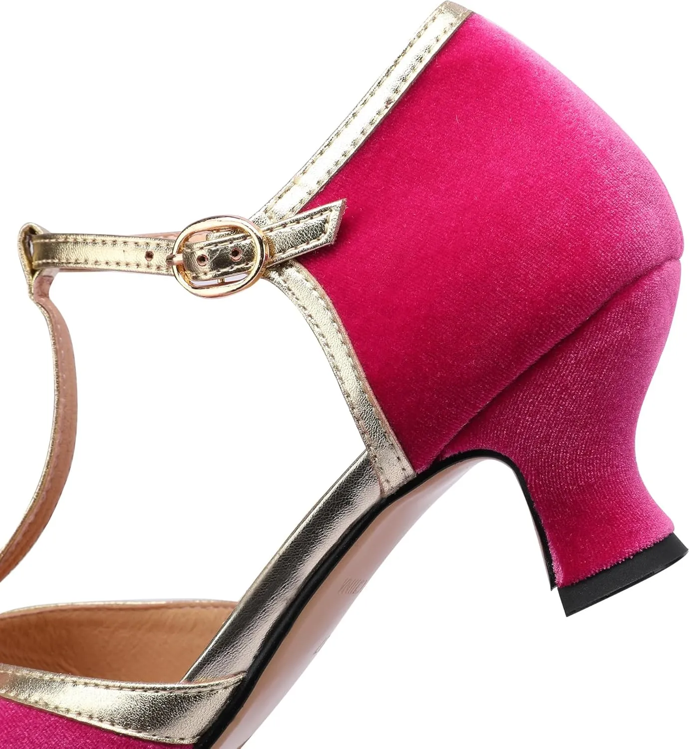 Women's Vintage T-Strap Low Pumps Comfortable Kitten Heel, Closed Toe