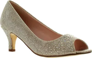 Wonda-2 Womens Peep Toe Low Heel Glitter Slip On Dress Pumps