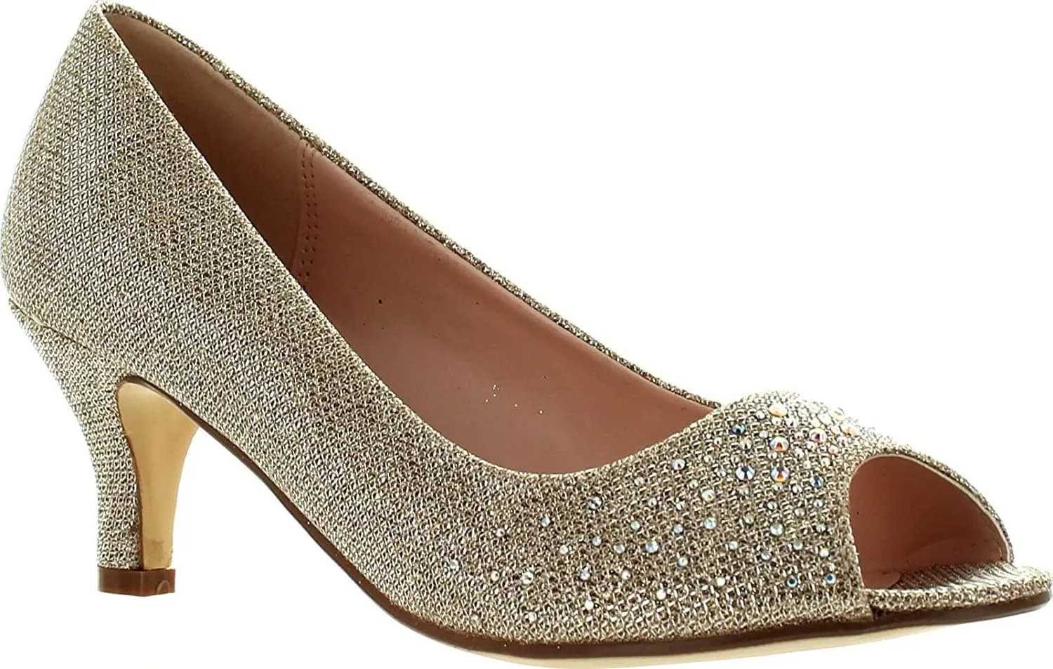 Wonda-2 Womens Peep Toe Low Heel Glitter Slip On Dress Pumps