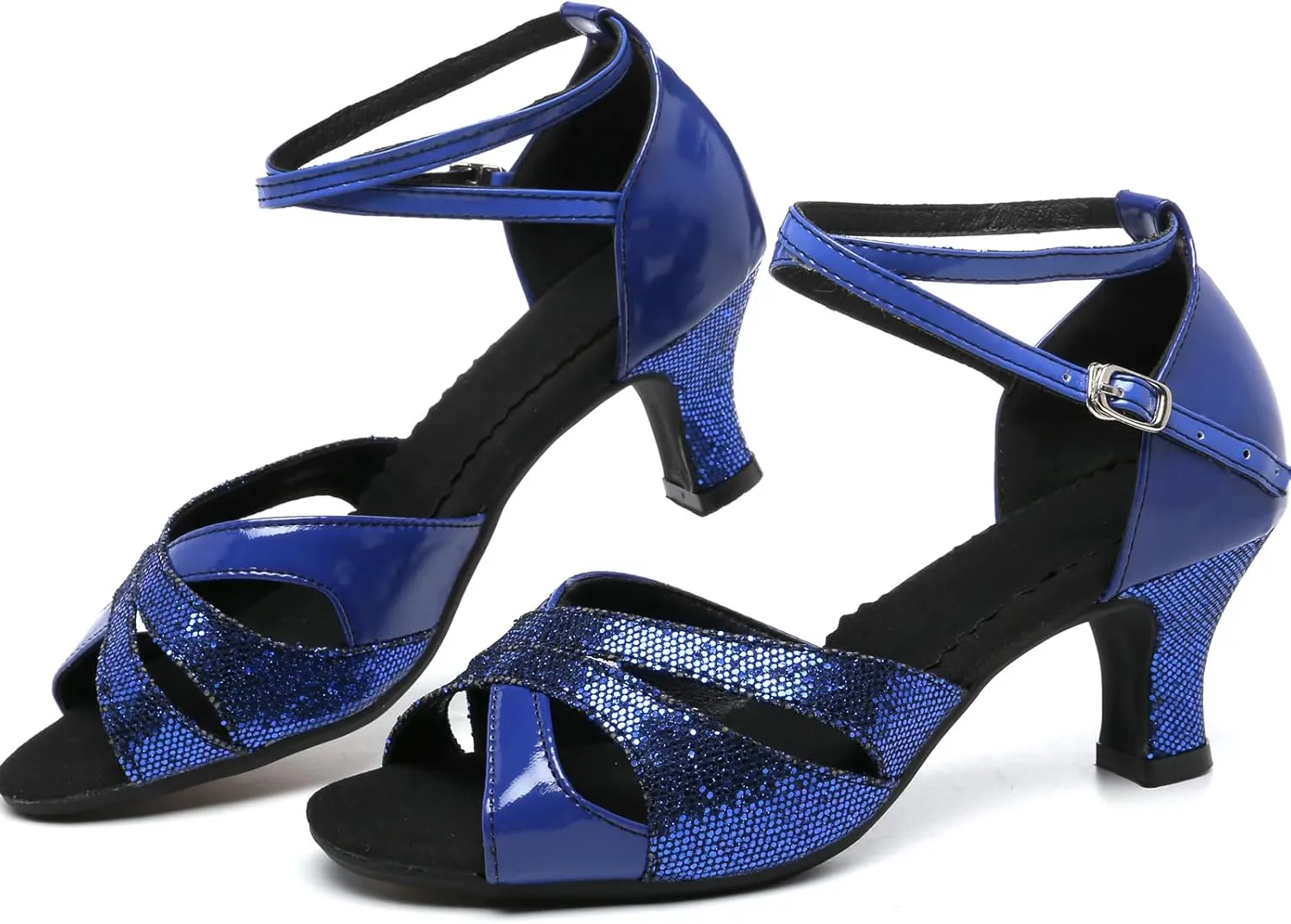 WUIWUIYU Women Dance Shoes 2.2" Ankle Strap Dancing Heels for Ballroom Salsa Tango Flamenco Latin Paso Doble Footwears