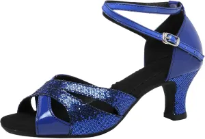 WUIWUIYU Women Dance Shoes 2.2" Ankle Strap Dancing Heels for Ballroom Salsa Tango Flamenco Latin Paso Doble Footwears