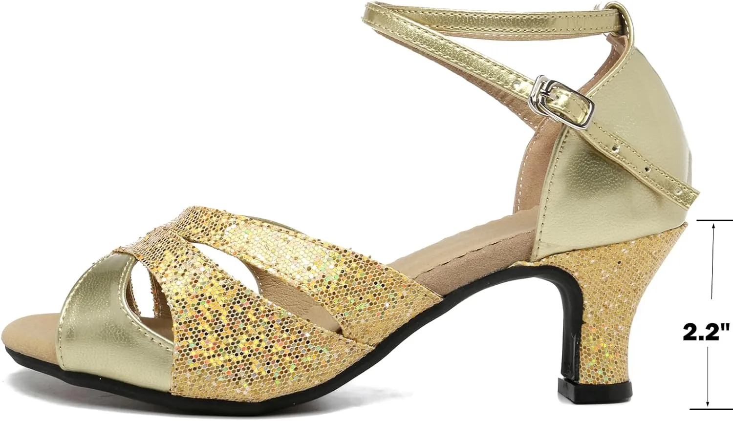 WUIWUIYU Women Dance Shoes 2.2" Ankle Strap Dancing Heels for Ballroom Salsa Tango Flamenco Latin Paso Doble Footwears