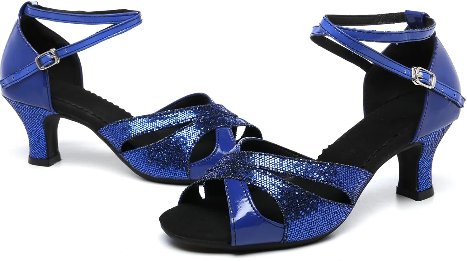 WUIWUIYU Women Dance Shoes 2.2" Ankle Strap Dancing Heels for Ballroom Salsa Tango Flamenco Latin Paso Doble Footwears