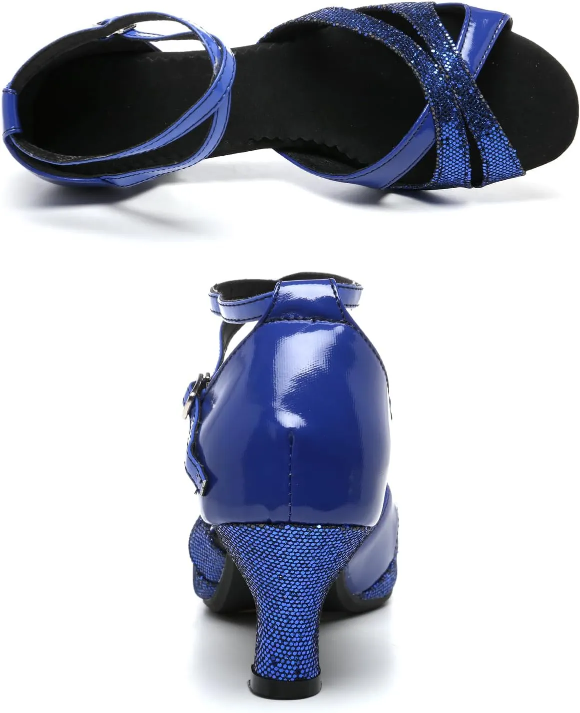 WUIWUIYU Women Dance Shoes 2.2" Ankle Strap Dancing Heels for Ballroom Salsa Tango Flamenco Latin Paso Doble Footwears