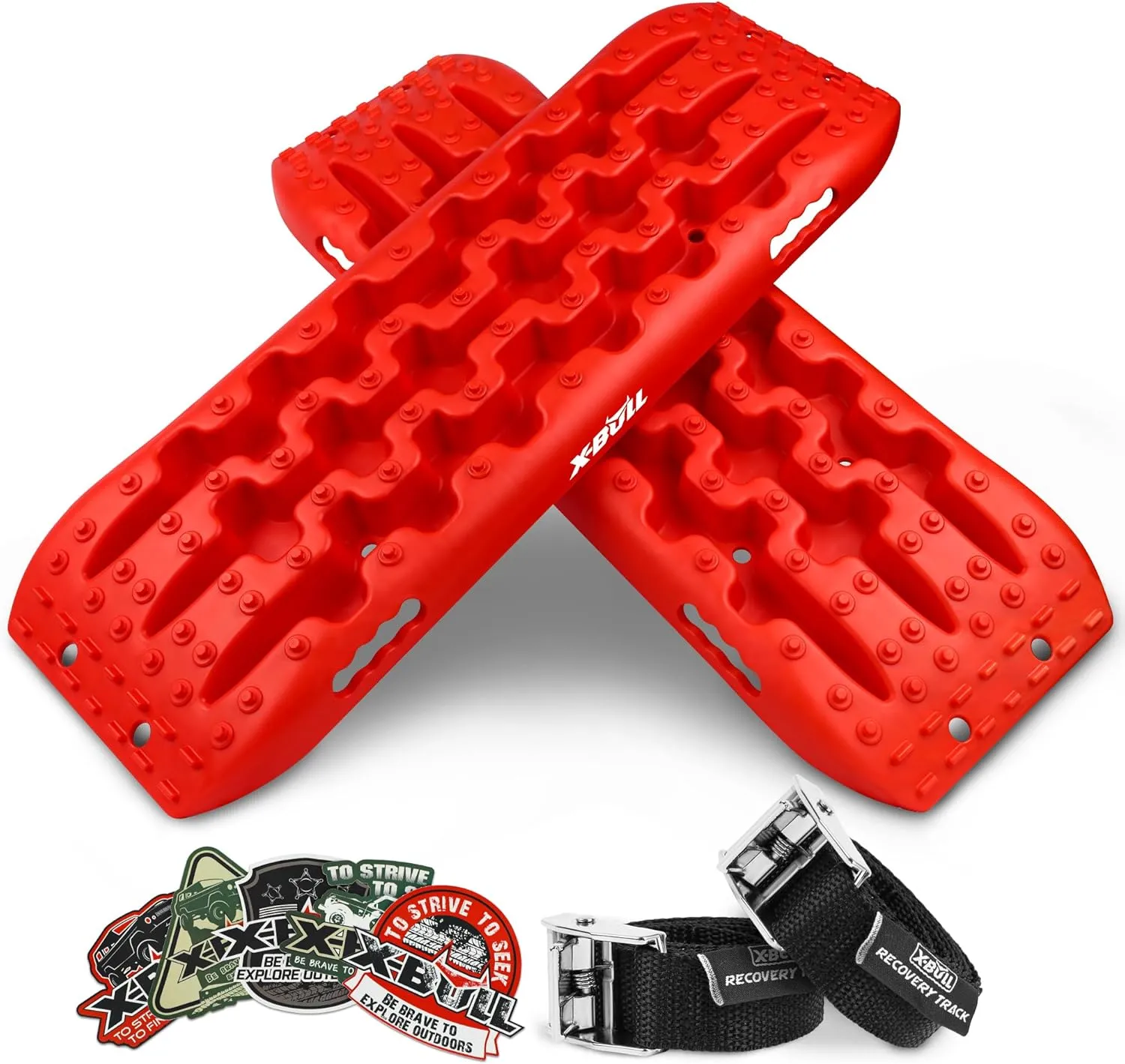 X-BULL New Recovery Traction Tracks Tire Ladder for Sand Snow Mud 4WD(Red)