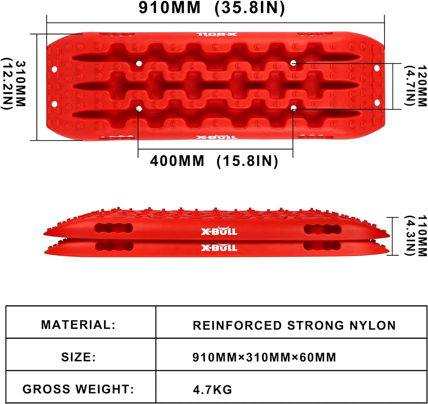 X-BULL New Recovery Traction Tracks Tire Ladder for Sand Snow Mud 4WD(Red)