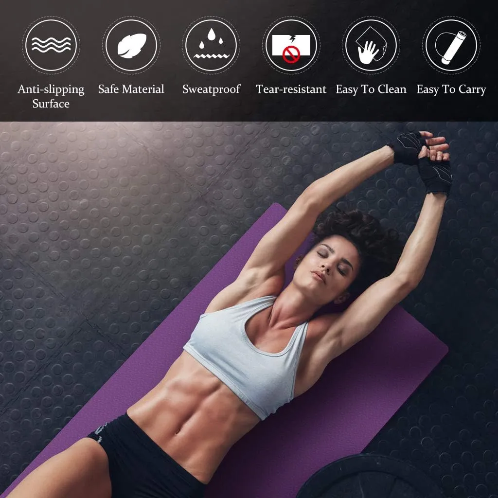 Yoga Mat, Eco-Friendly TPE Material, High-Density Non-Slip &Tear-Resistant, 72"x24" Extra Thick 0.24", Exercise & Workout Mat for Yoga, Pilates, and Fitness