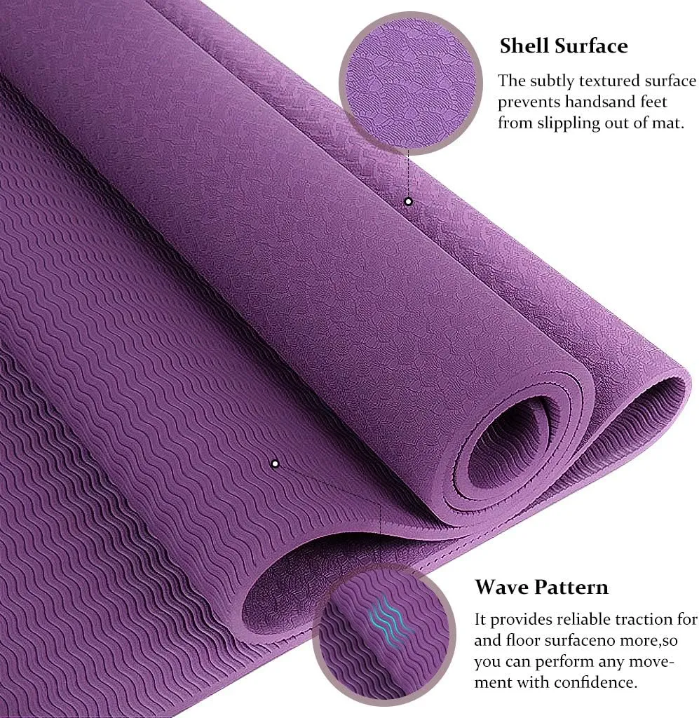 Yoga Mat, Eco-Friendly TPE Material, High-Density Non-Slip &Tear-Resistant, 72"x24" Extra Thick 0.24", Exercise & Workout Mat for Yoga, Pilates, and Fitness