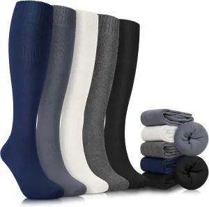 YSense Warm Knee High Socks for Women 5 Pairs, Thermal Womens Cotton Long Casual Thick Winter Gifts Socks for Hiking Skiing