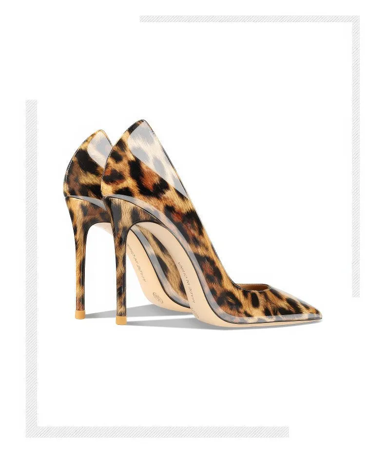 Zarina Leopard Print Velvet Pointed Toe High Heel Pumps