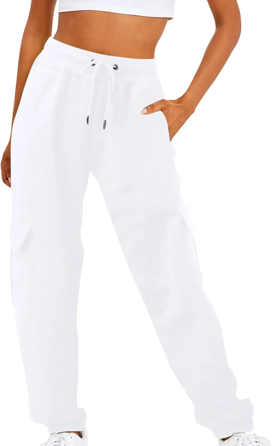 ZDRZK Womens Sweatpants Lace-Up Ankle Length Fleece Jogger Pants with Pockets Hiking Athletic Joggers Pants for Running