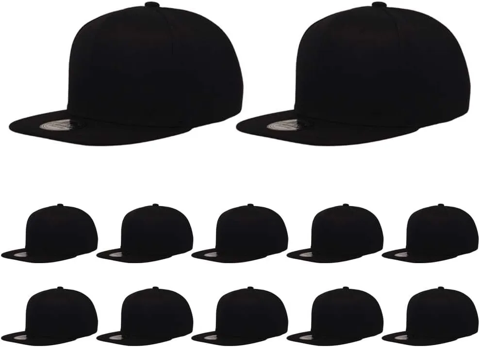 ZH Plain Flat Brim Snapback Baseball Caps Adjustable Blank Baseball Caps Wholesale 12 Pack…