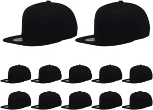 ZH Plain Flat Brim Snapback Baseball Caps Adjustable Blank Baseball Caps Wholesale 12 Pack…