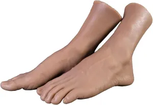 ZHY New 1 Pair Silicone Lifesize Male Mannequin Foot with Bone Display Jewerly Sandal Shoe Sock Display Art Sketch (Wheat)