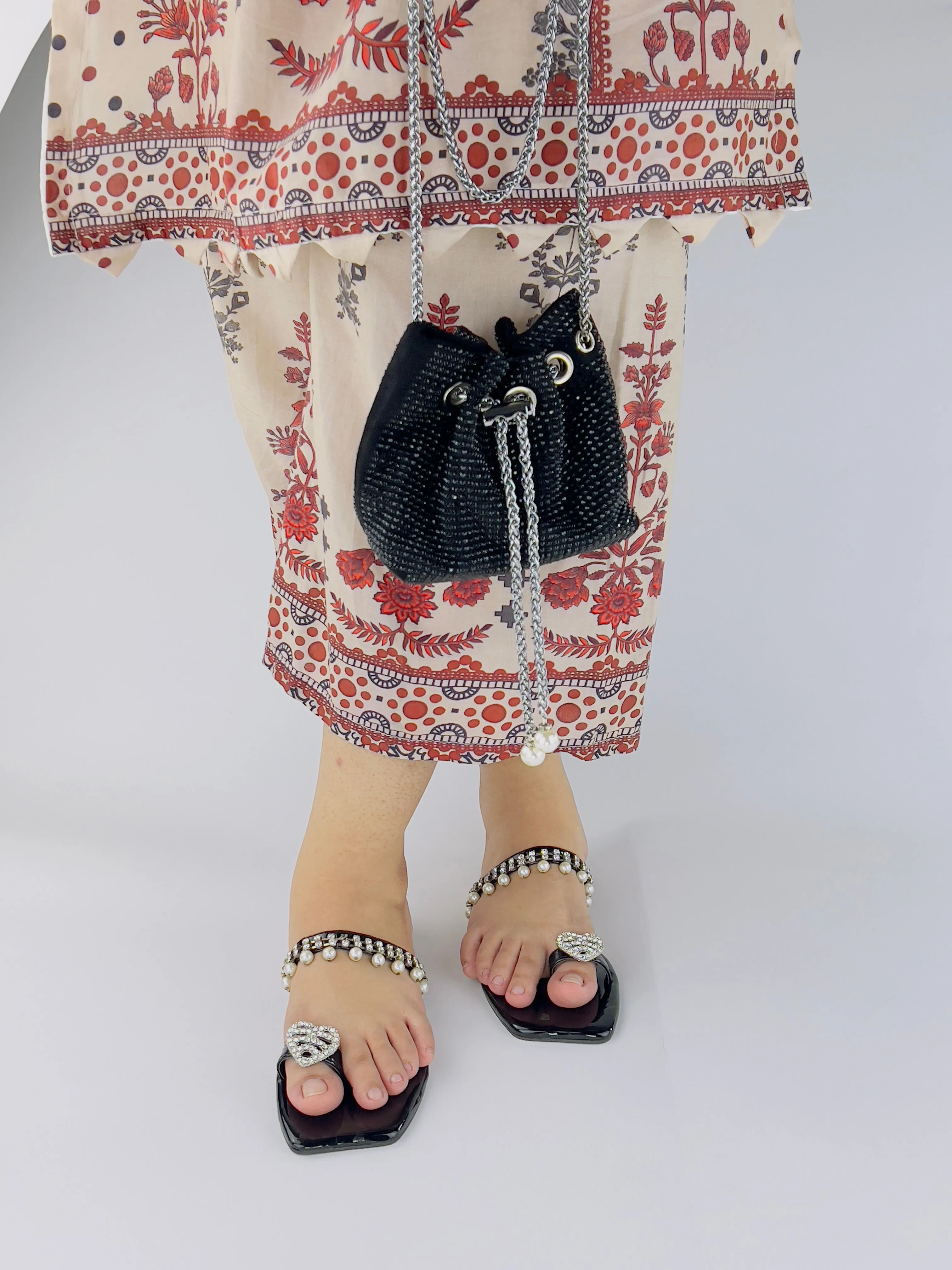 Zoe Black Square Toe Party Wear Slip-On Sandals0-11072