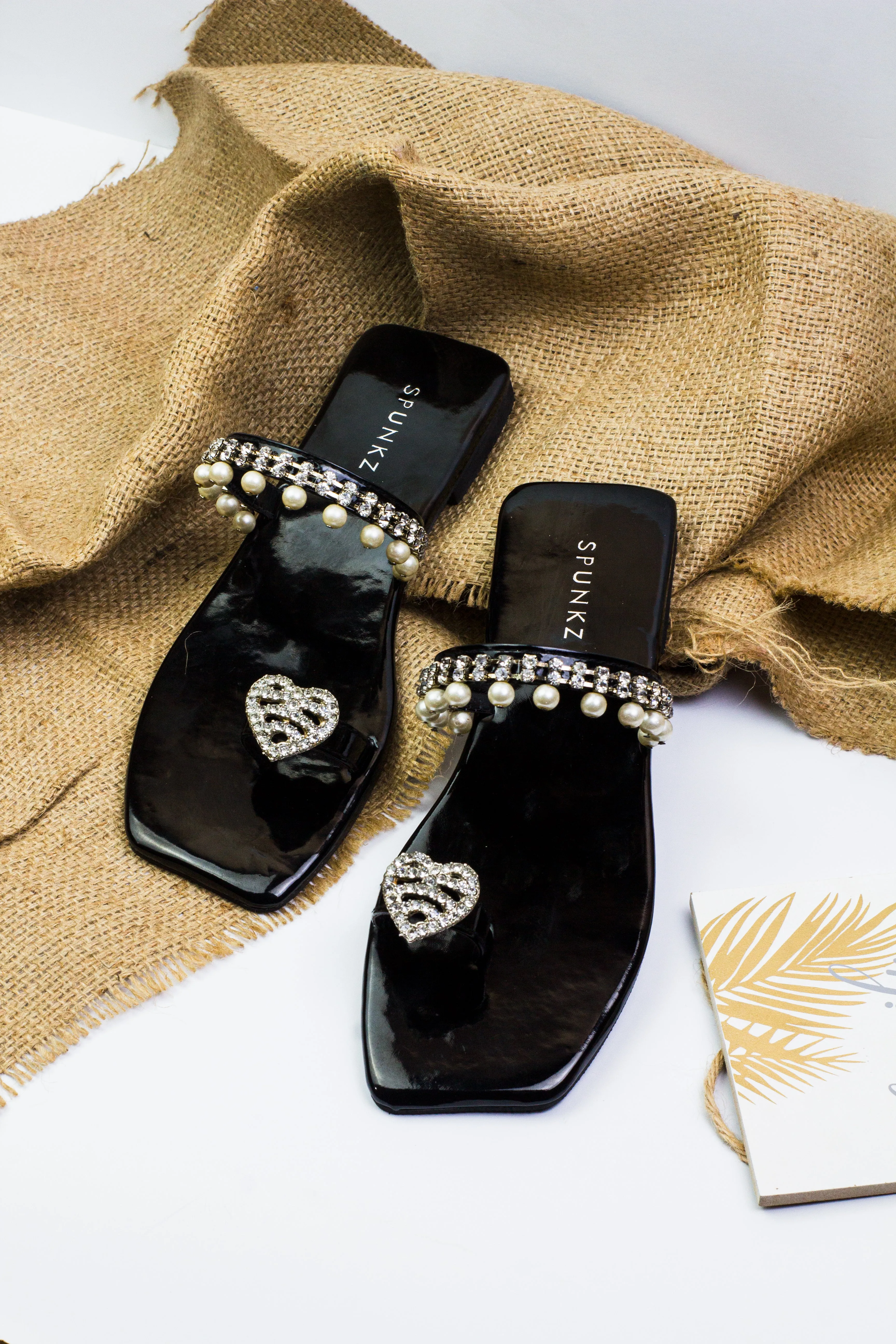 Zoe Black Square Toe Party Wear Slip-On Sandals0-11072
