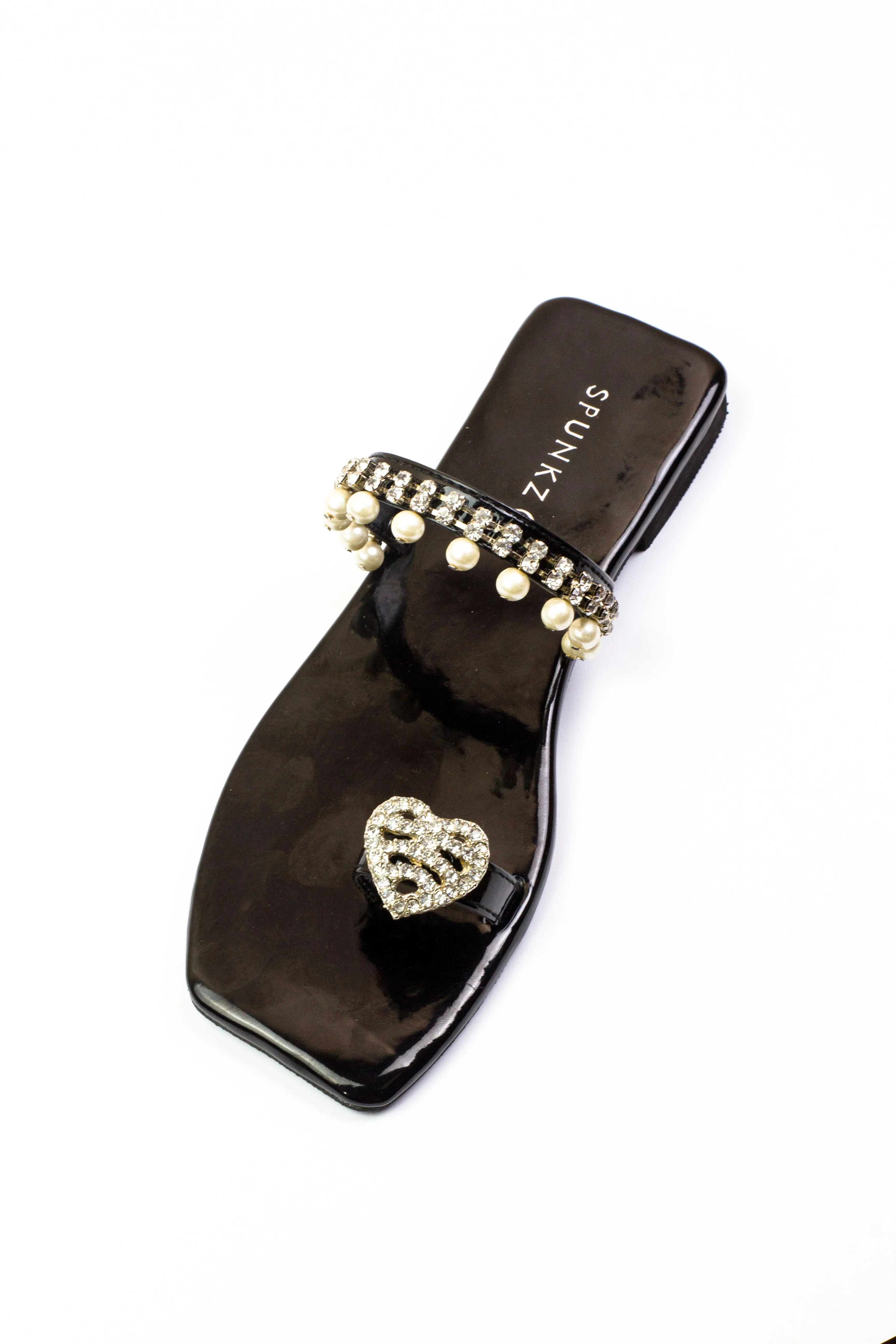 Zoe Black Square Toe Party Wear Slip-On Sandals0-11072